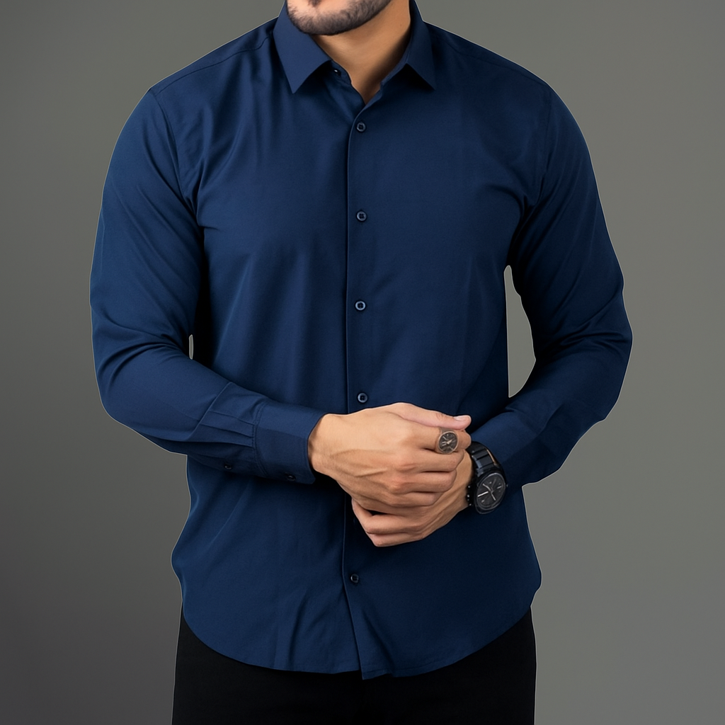 Men's Navy Blue Slim Fit Formal Shirt