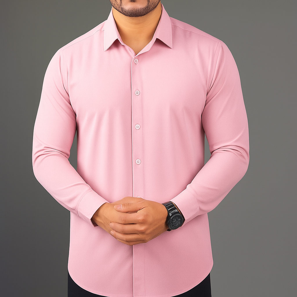 Men's Pink Color Slim Fit Formal Shirt